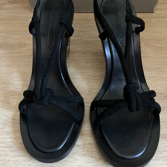 Alexander McQueen Suede Cutout Accent T-Strap Sandals  39.5 US 9.5 (fits small) - Picture 5 of 12